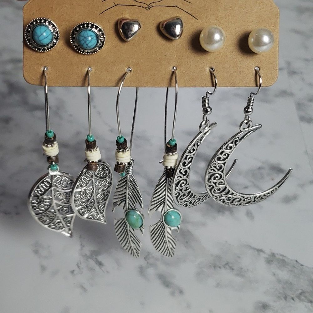 Silver and Turquoise Earring Set